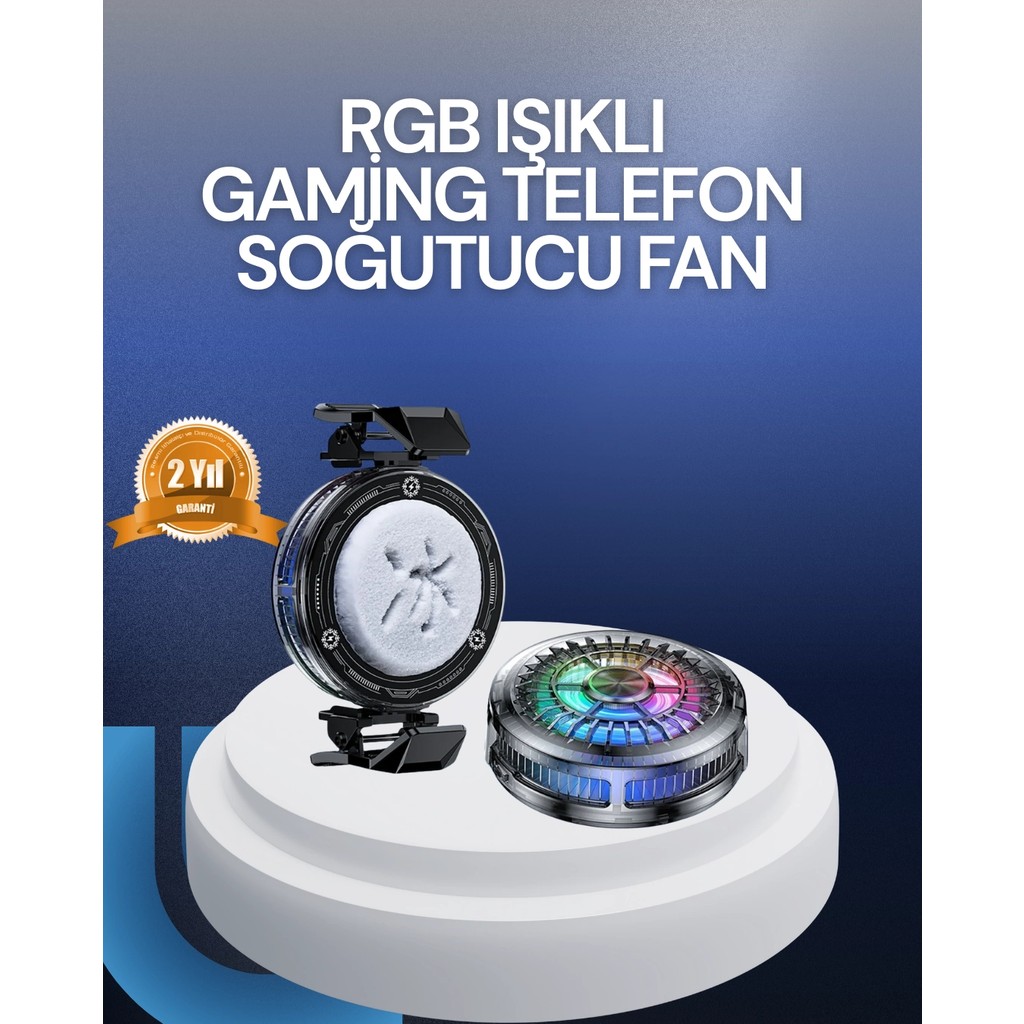 Twin Store RGB LED Telefon Soğutucu Fan Yüksek Hızlı Soğutma Cooler Ergonomik Tasarımlı Oyun Aksesuarı - Siyah Diğer Fiyatı