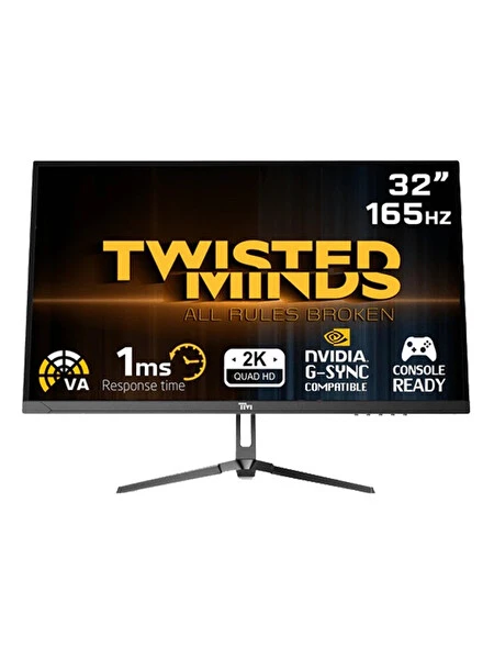 Twisted Minds Tm32Qhd165Va 32" QHD 165 Hz 1 ms Hdmi DP HDR Fast VA FreeSync Adaptive-Sync Çerçevesiz Gaming Monitör Monitör Fiyatı