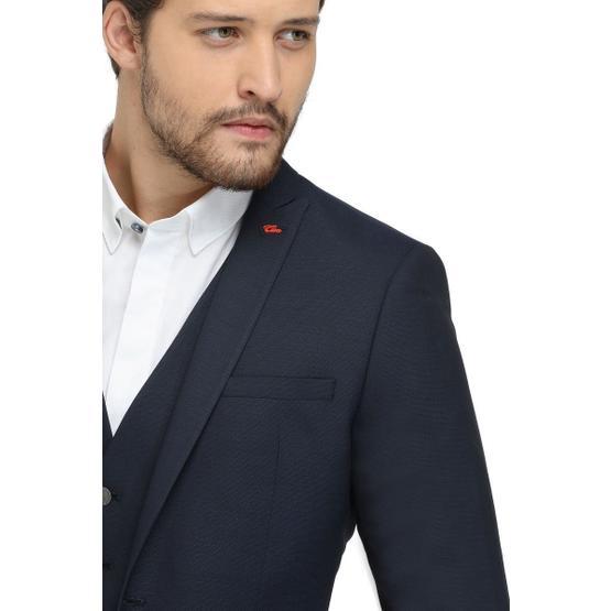 Twn 3EFY5KV67559M101 Lacivert Slim Fit Armürlü Yelekli Takım Elbise