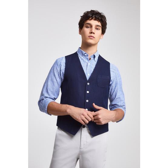 Twn 3EFY5KV67559M101 Lacivert Slim Fit Armürlü Yelekli Takım Elbise