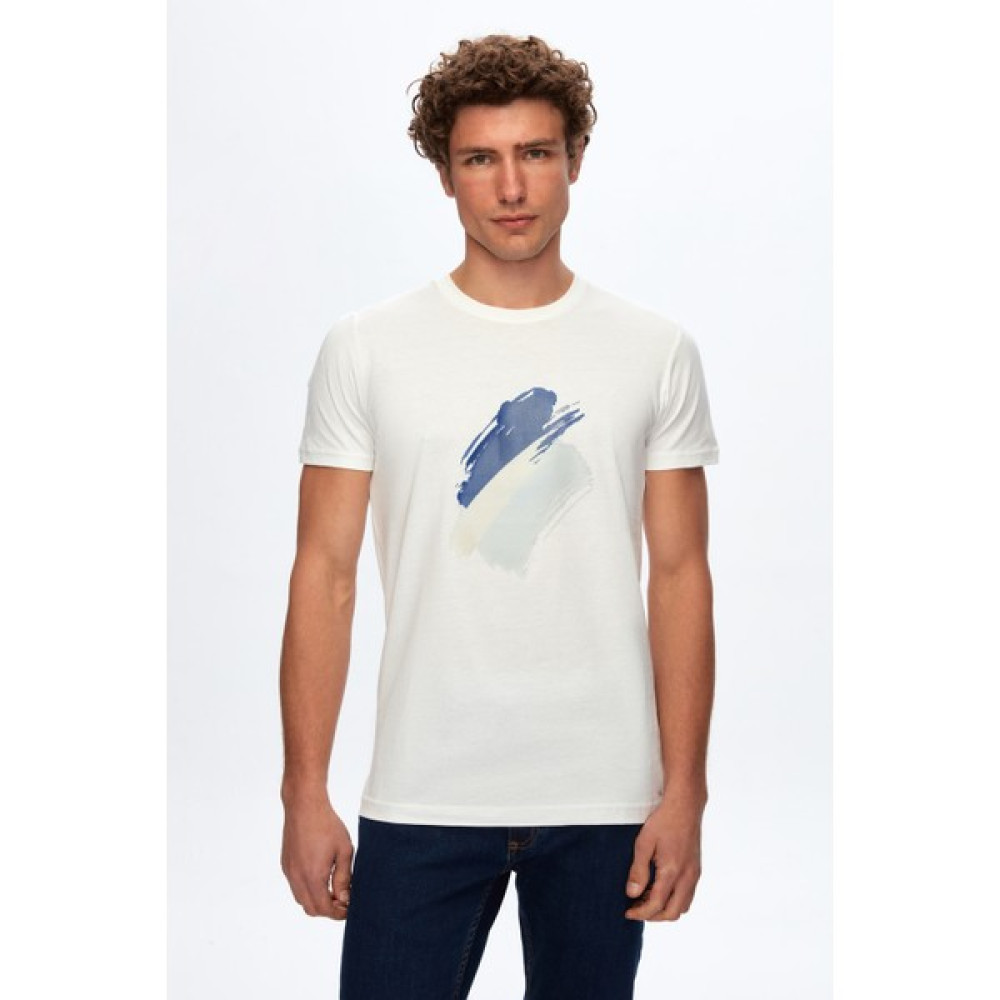 Twn Slim Fit Beyaz Baskılı T-Shirt 0EC145406006M Erkek T-shirt Fiyatı