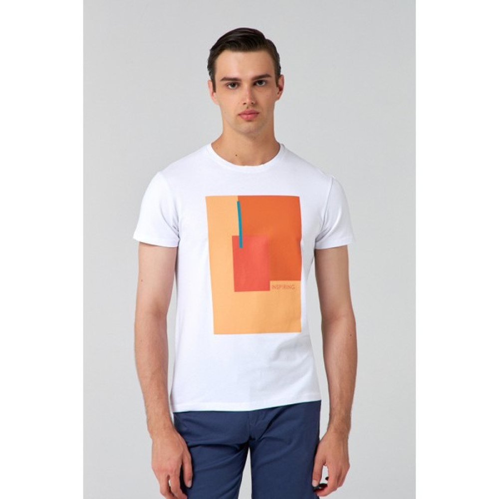 Twn Slim Fit Beyaz Baskılı T-Shirt Erkek T-shirt Fiyatı