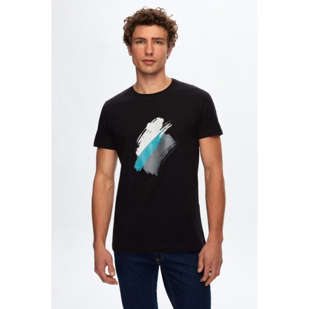 Twn Slim Fit Siyah Baskılı T-Shirt 0EC145406006M Erkek T-shirt Fiyatı