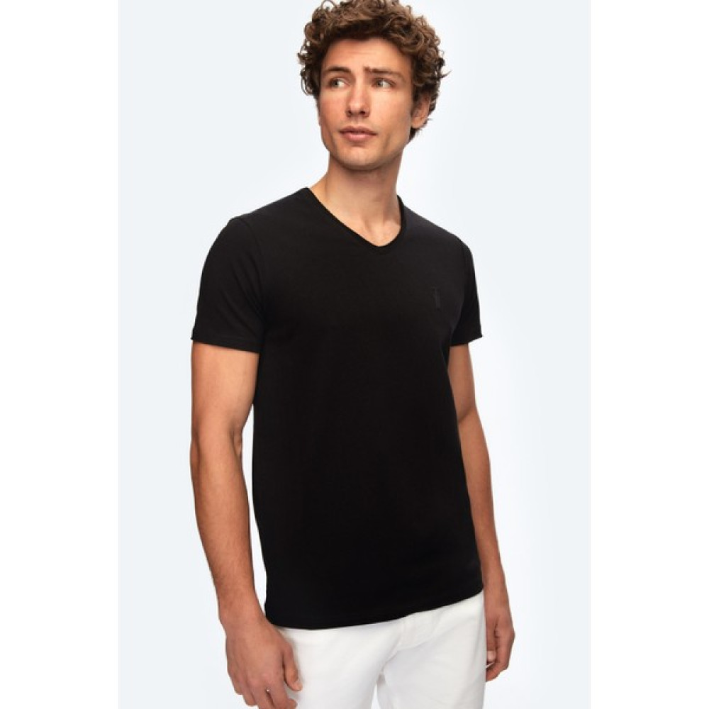 Twn Slim Fit Siyah Düz Örgü T-Shirt 0EC148551755M Erkek T-shirt Fiyatı