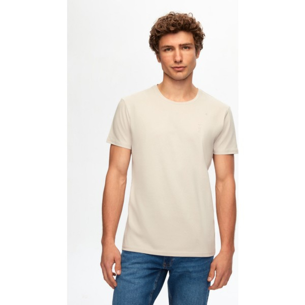 Twn Slim Fit Taş Düz Örgü Pamuklu T-Shirt 0EC148551753M Erkek T-shirt Fiyatı