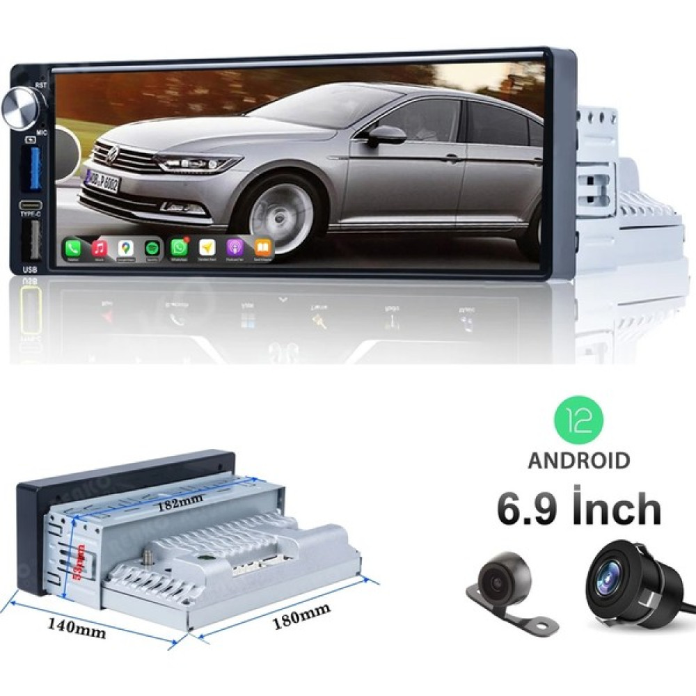 Twogo Android Double 6.9 Inch 4X60W 2-32 Type-C Şarj Carplay Twogo Work WO-1975 Oto Teypleri Fiyatı