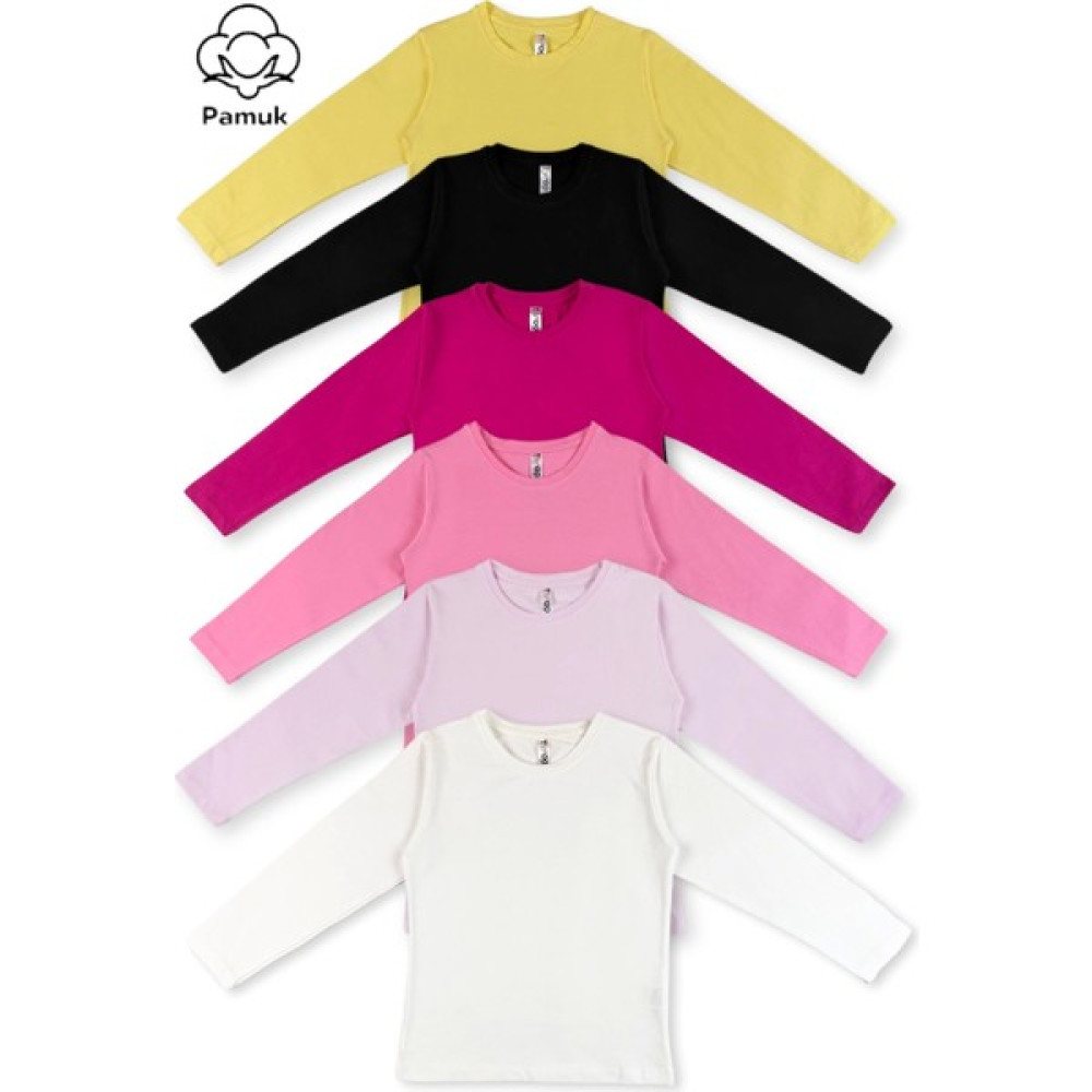 Twoo Kids Kız Çocuk 6'lı Set Düz Basic Mevsimlik Uzun Kollu Tişört badi Kız Çocuk T-shirt Fiyatı