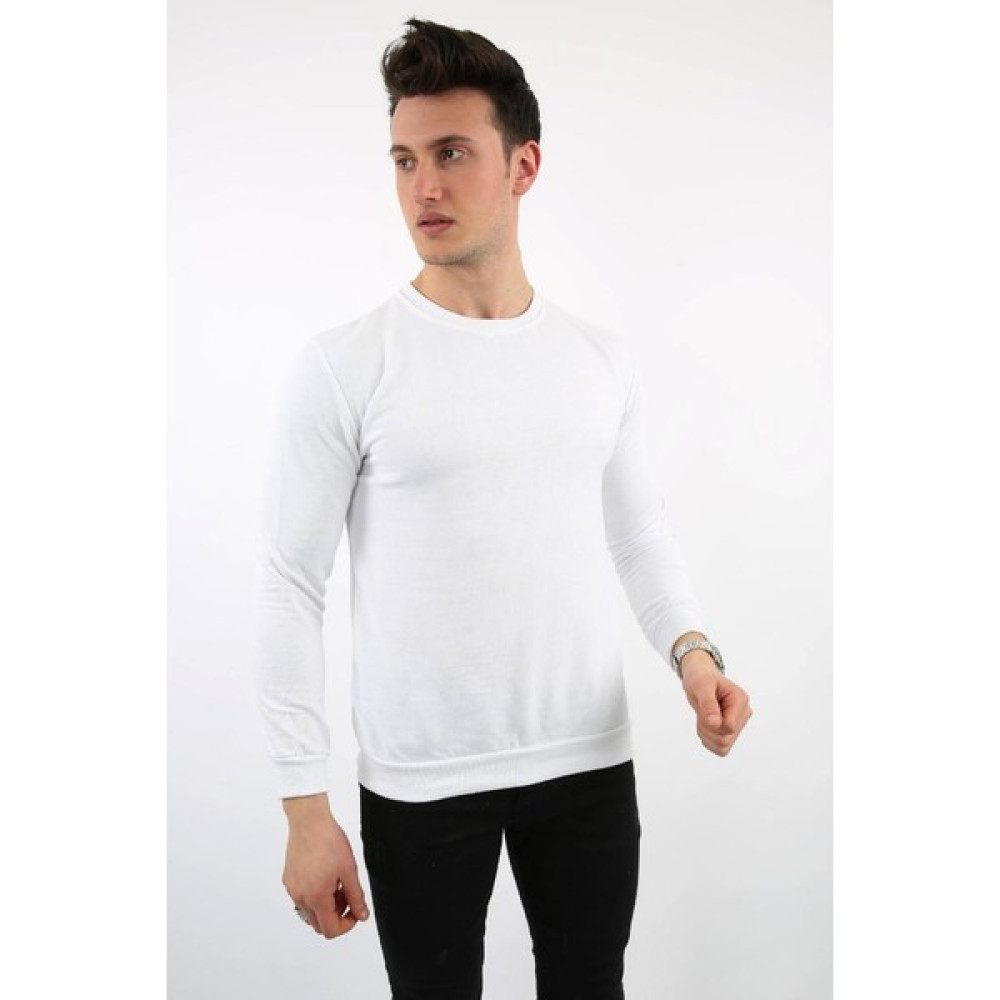 Twovol Düz O Yaka Beyaz Sweat Erkek Sweatshirt Fiyatı