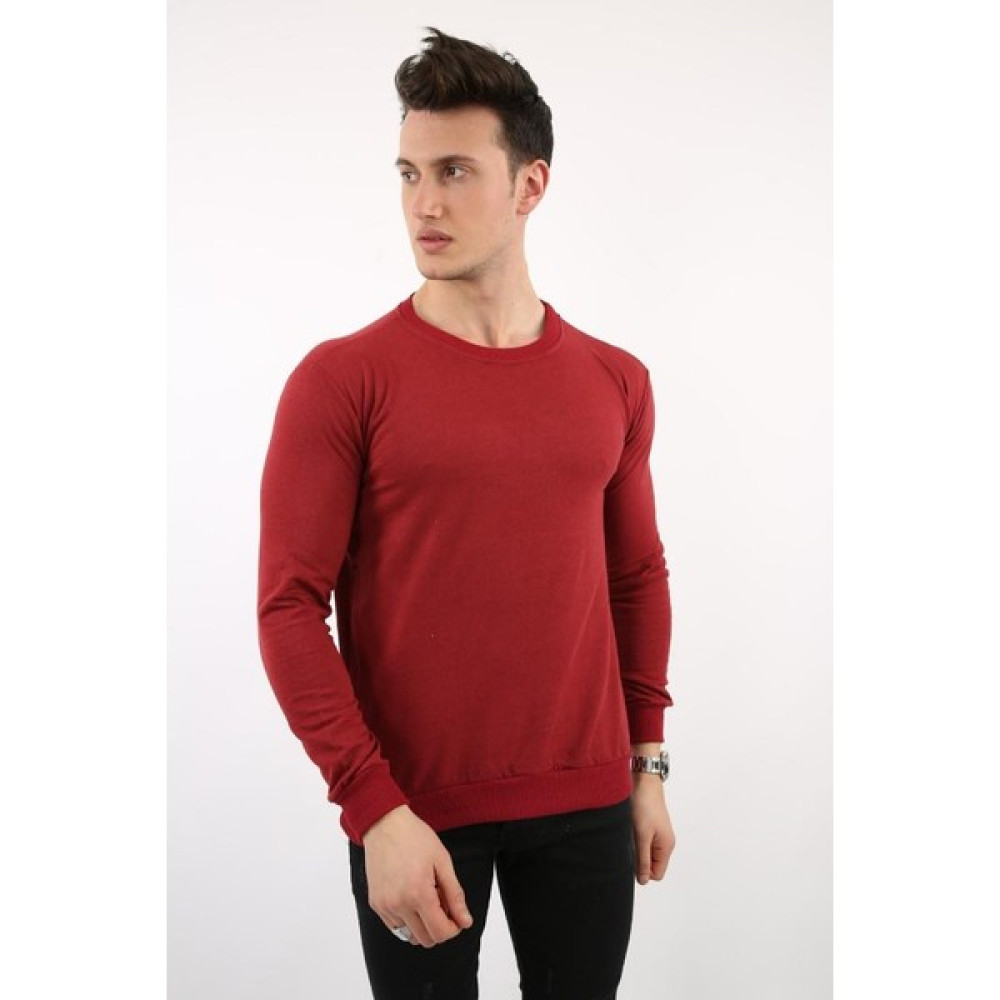 Twovol Düz O Yaka Bordo Sweat Erkek Sweatshirt Fiyatı