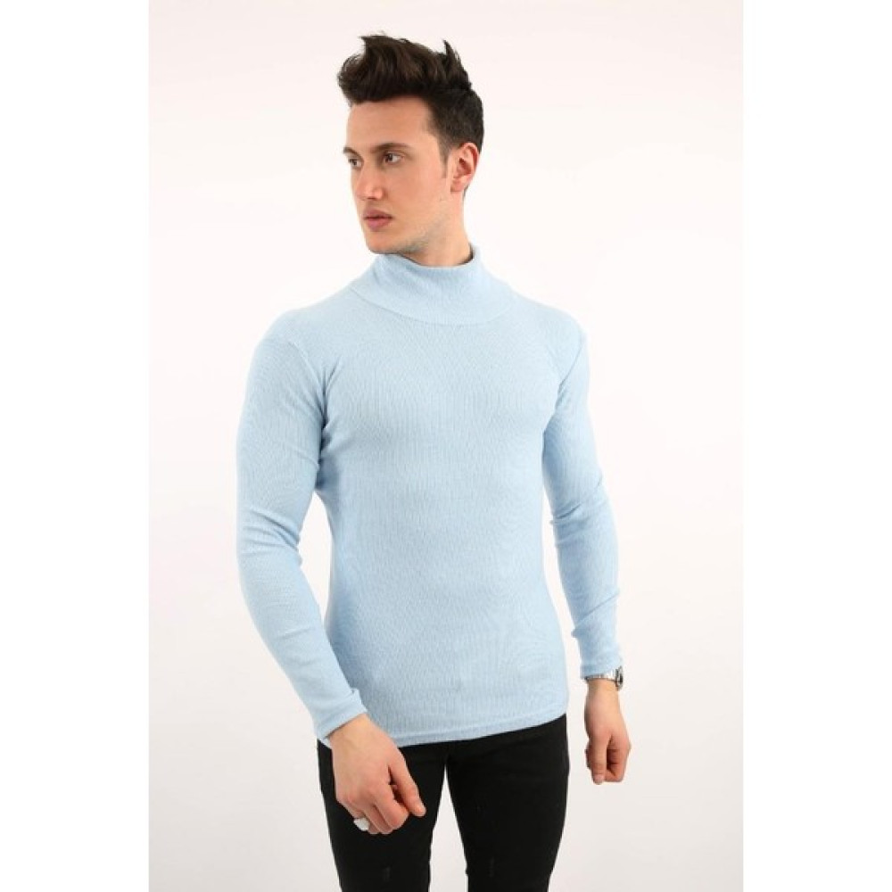 Twovol Likralı Boğazlı Açık Mavi Sweat Erkek Sweatshirt Fiyatı