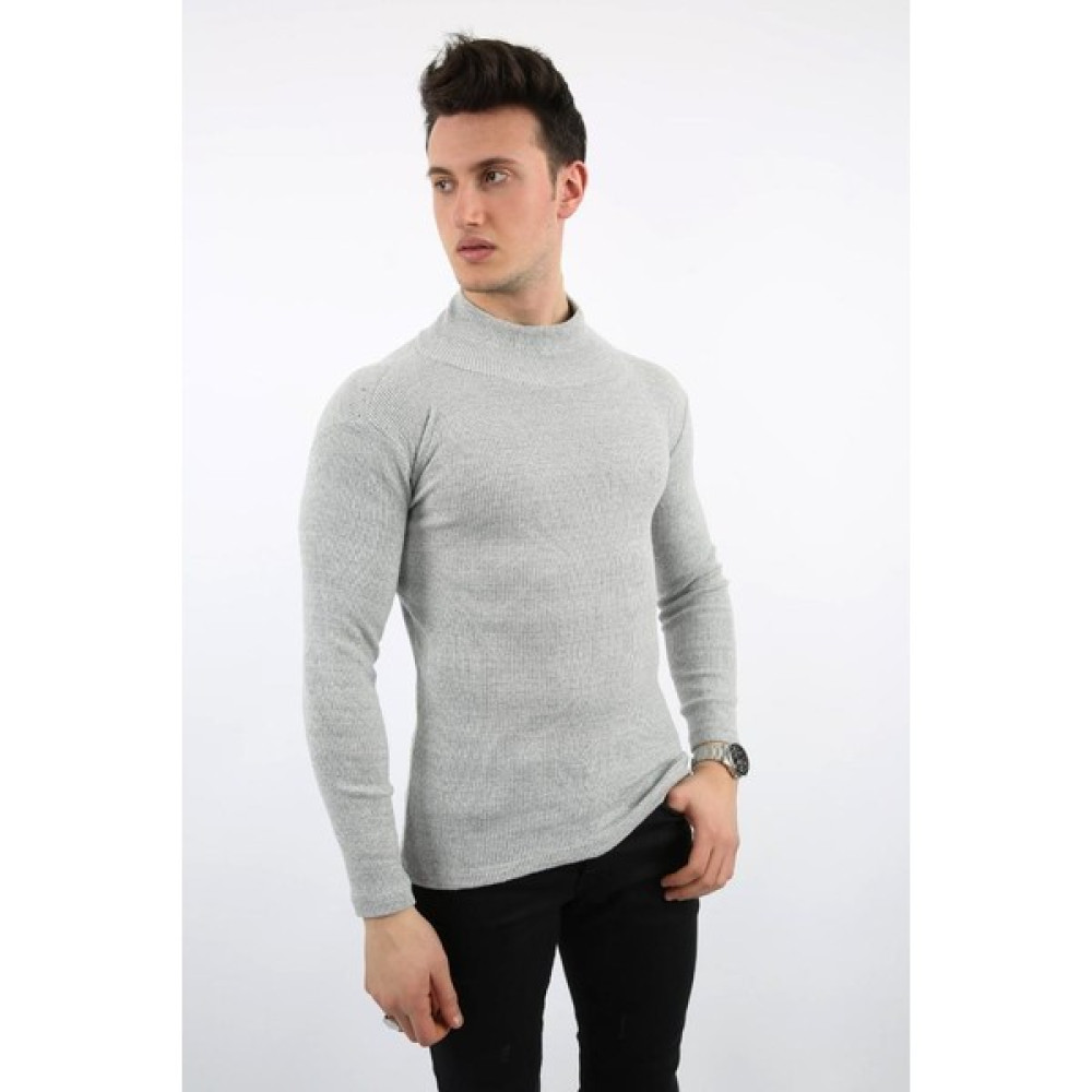 Twovol Likralı Boğazlı Gri Sweat Erkek Sweatshirt Fiyatı