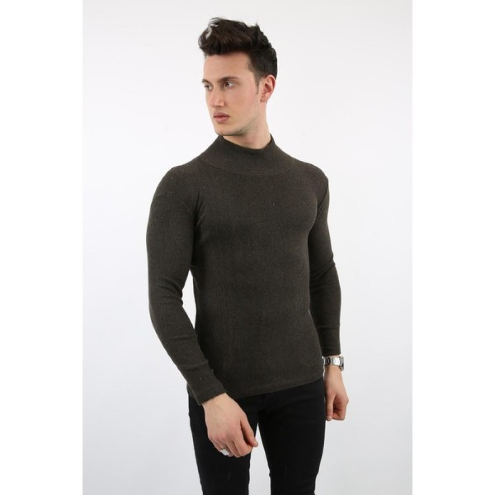 Twovol Likralı Boğazlı Kahve Sweat Erkek Sweatshirt Fiyatı