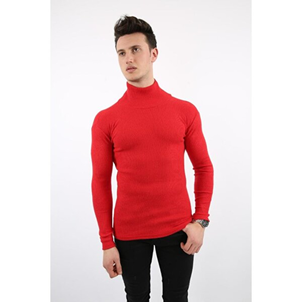 Twovol Likralı Boğazlı Kırmızı Sweat Erkek Sweatshirt Fiyatı