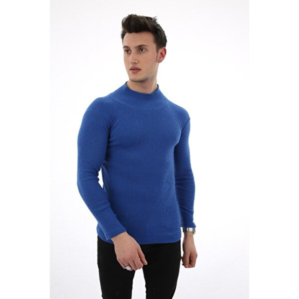 Twovol Likralı Boğazlı Saks Sweat Erkek Sweatshirt Fiyatı