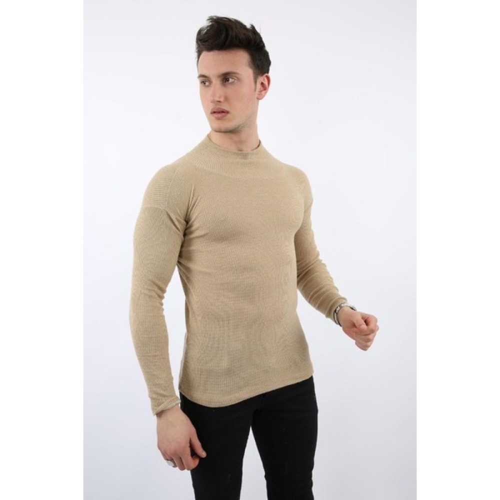Twovol Likralı Boğazlı Vizon Sweat Erkek Sweatshirt Fiyatı