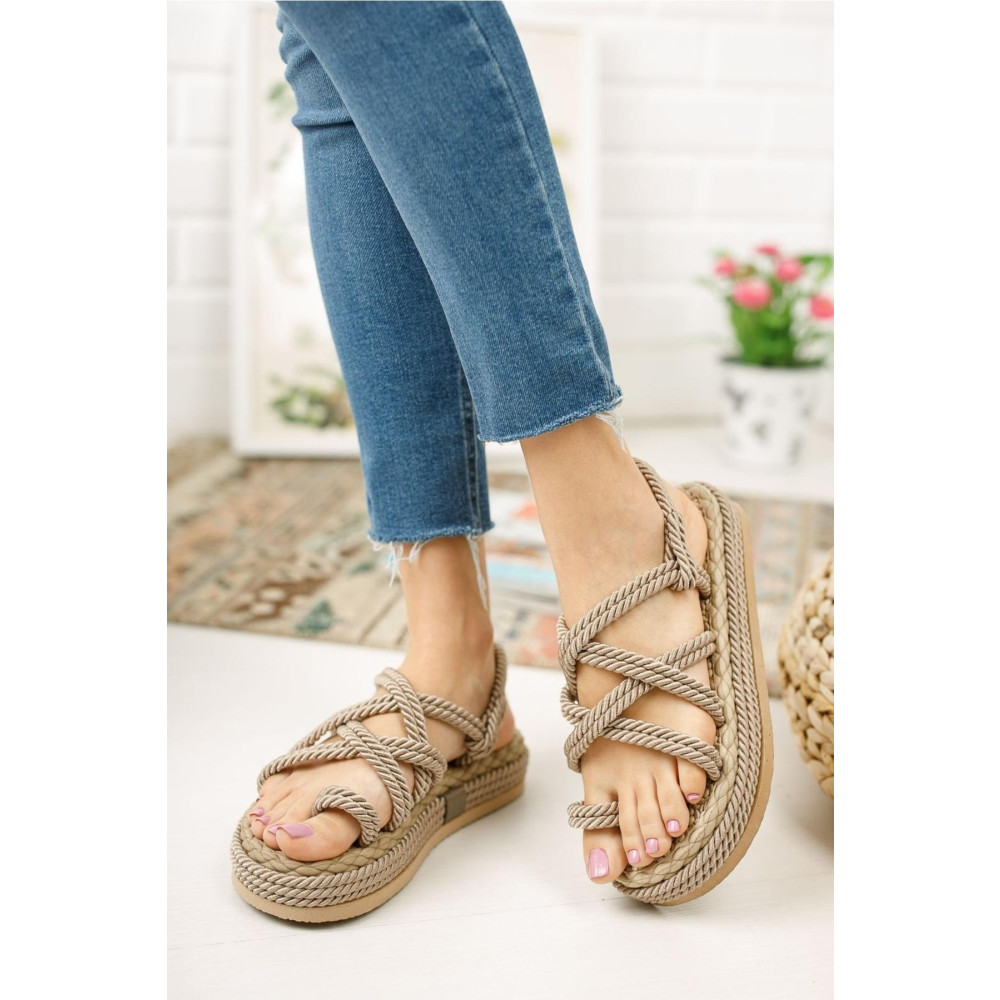 TY HOME COLLECTİON Kadın Vizyon Halat Ipli Yüksek Taban Hasır Sandalet 1 Beden Büyük Alınmasını Tavsiye Ederiz 39 Beden Unisex Sandalet Fiyatı
