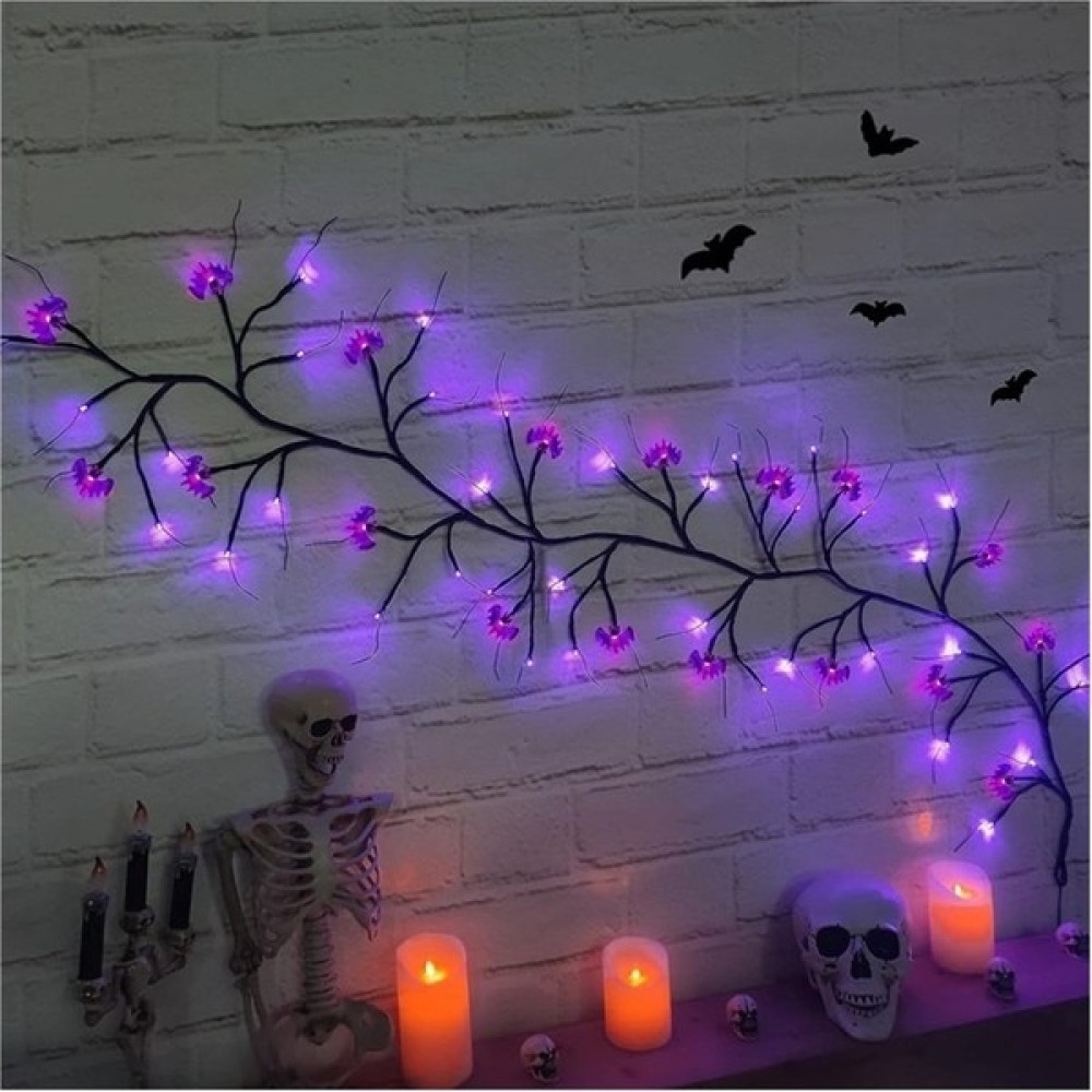 TY7i Cadılar Bayramı Rattan Lamba Simüle Edilmiş Ağaç Lambası Atmosfer Dekoratif Lamba (Yurt Dışından) - Mor Gece Lambası Fiyatı