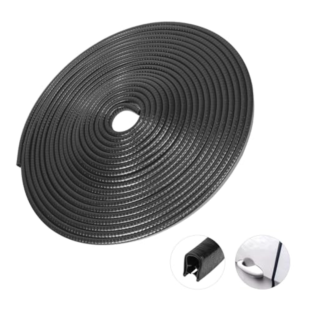 TYLbeang 16.4Ft(5M) Auto Door Edge Guards,No Glue Car Door Protector Edge Guards,U Shaped Rubber Car Door Edge Guard with Built in Metal Clips for Trucks Sedans SUV(Black)