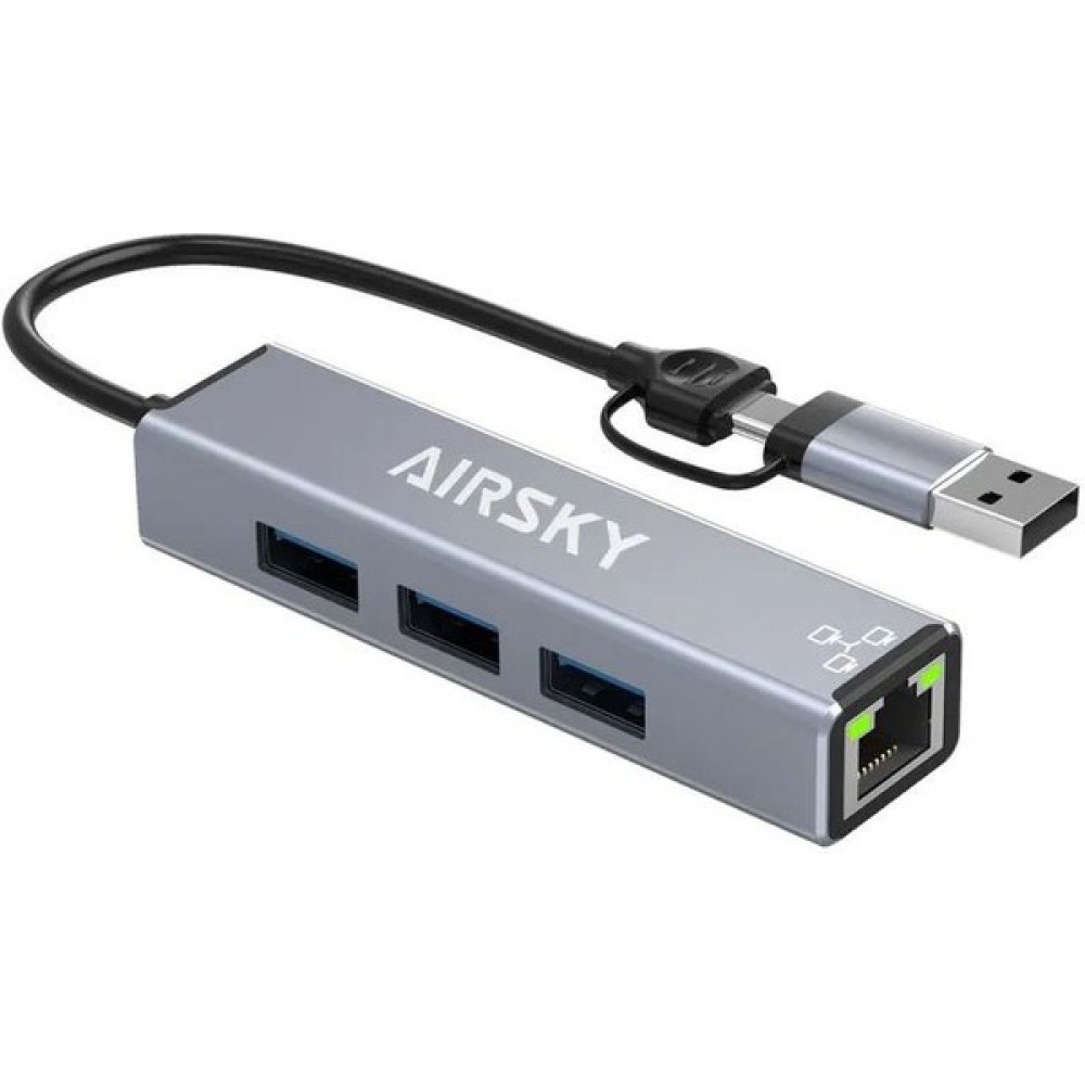 Type C - usb A to 3 port usb 3.0 hub + RJ4 ethernet port HC-78 Bilgisayar Çevirici ve Adaptörü Fiyatı