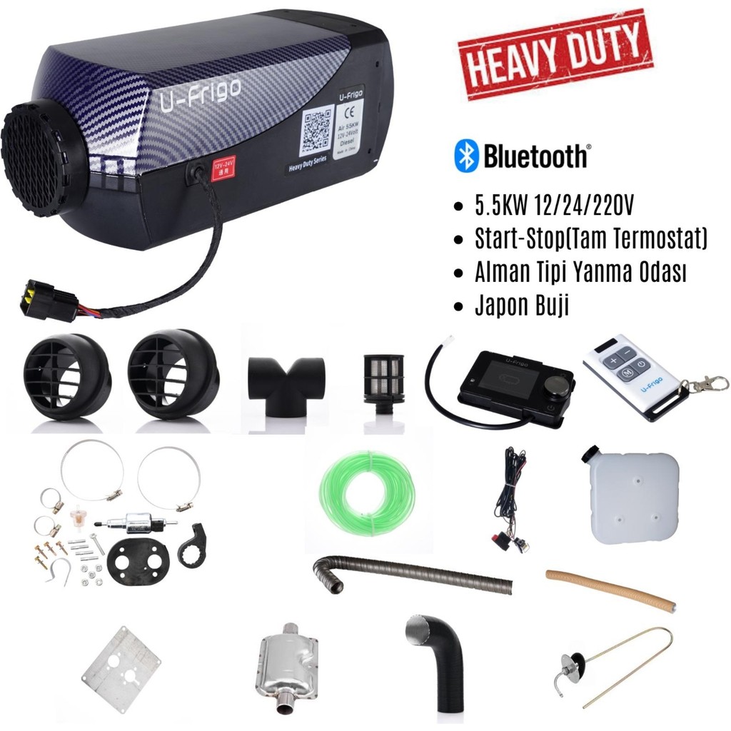 U-Frigo 5.5 Kw 12-24V Webasto Dizel Isıtıcı Start-Stop Bluetooth Heavy Duty Serisi Diğer Fiyatı