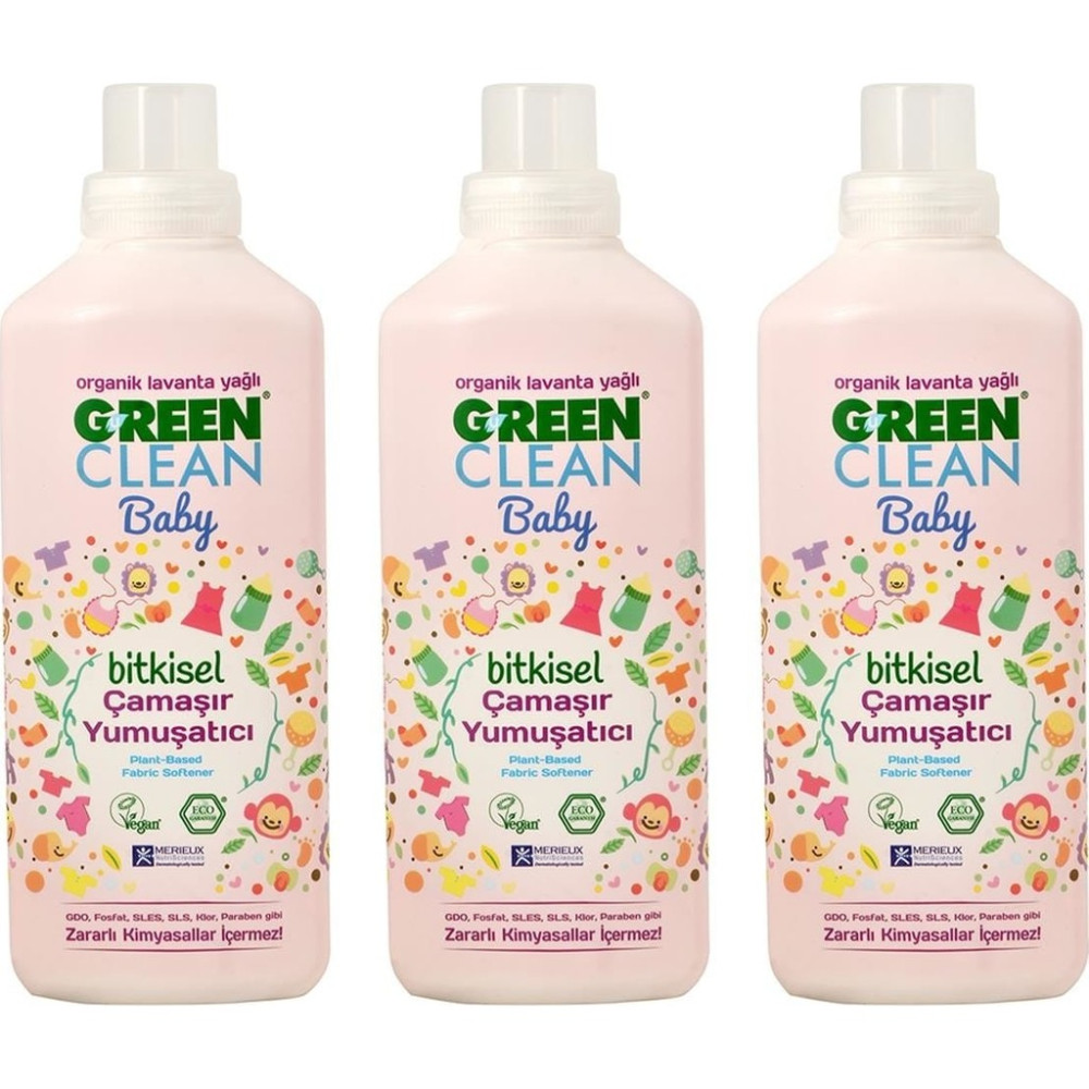 U Green Clean Baby Bitkisel Çamaşır Yumuşatıcısı 1 Lt 3 Adet - 3 lt Çamaşır Yıkama Fiyatı