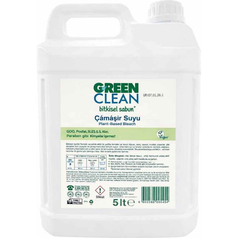 U Green Clean Bitkisel Çamaşır Suyu 5 Lt Çamaşır Yıkama Fiyatı