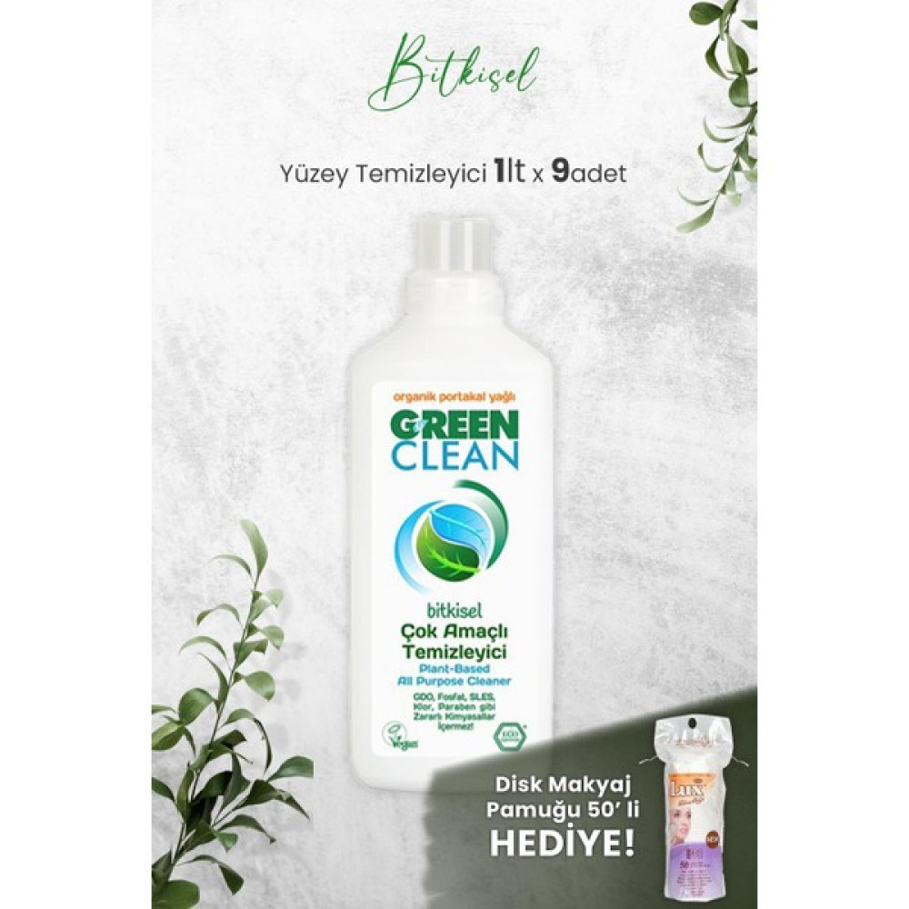 U Green Clean Green Clean Çok Amaçlı Yüzey Temizleyici Portakallı 1 lt x 9 Adet Oto Boyaları Fiyatı