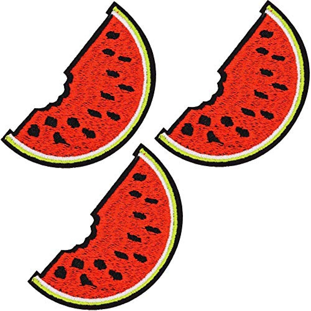 U-Sky Sew or Iron on Patches, 3pcs Watermelon Iron Patches for Kids Clothing, Cute Food Motif Patches for Backpacks and Bags, Patches for Clothes Repairing, for Covering Logo, Size:2.8x1.5 inch