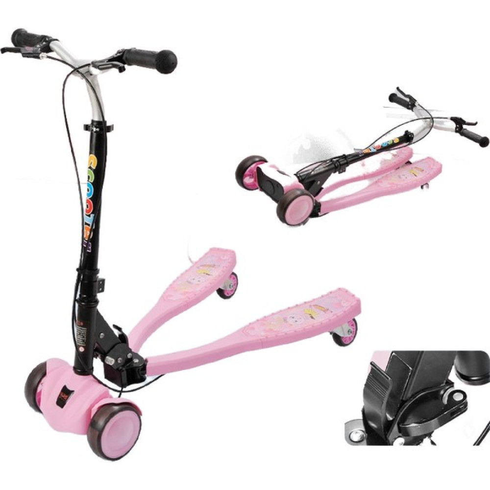 Uapqgm Çocuk Kurbağa Scooter Erkek ve Kız Iki Pedal Ayrı Dört Tekerlekli Yanıp Sönen Makas Araba (Yurt Dışından) - Pembe Pedallı Araçlar Fiyatı