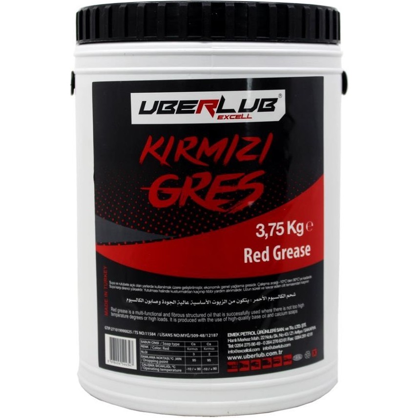 Uberlub Excell Kırmızı Gres 3.75 kg Kalsiyum Sabunlu Gres Motor Yağı & Katkıları Fiyatı