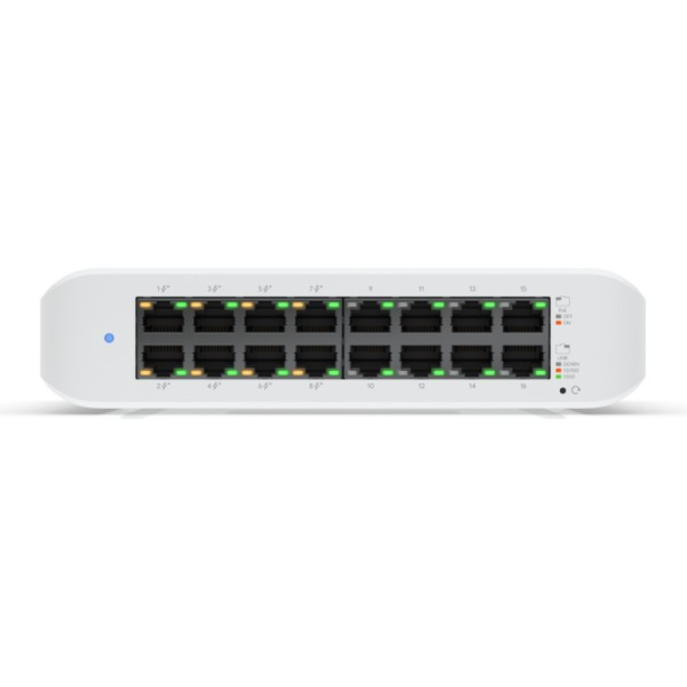 Ubiquiti USW-Lite-16-PoE , 16 Port Gigabit , 8 Port Poe+ Güç ( 60W) , Yönetilebilir , Plastiik Kasa , Switch Hub & Switch Fiyatı