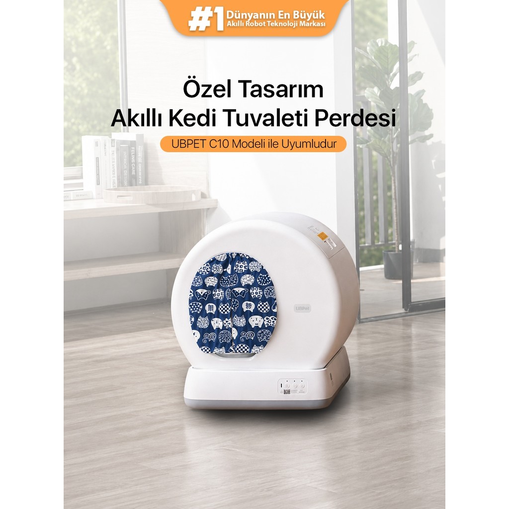 Ubpet C10 Pro Uyumlu Kedi Tuvaleti Perdesi | Kum Dağılım Önleyici | Mıknatıslı Giriş, Premium Kumaş Perde Fiyatı