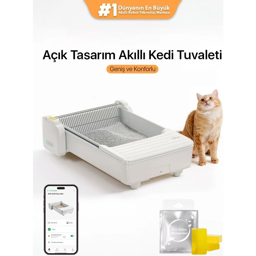 Ubpet Ucat C31 Açık Tasarımlı Akıllı Otomatik Kedi Tuvaleti | Mobil Uygulama Kontrollü, Otomatik Temizleme, 38 Db Sessiz Evcil Hayvan Ürünleri Fiyatı