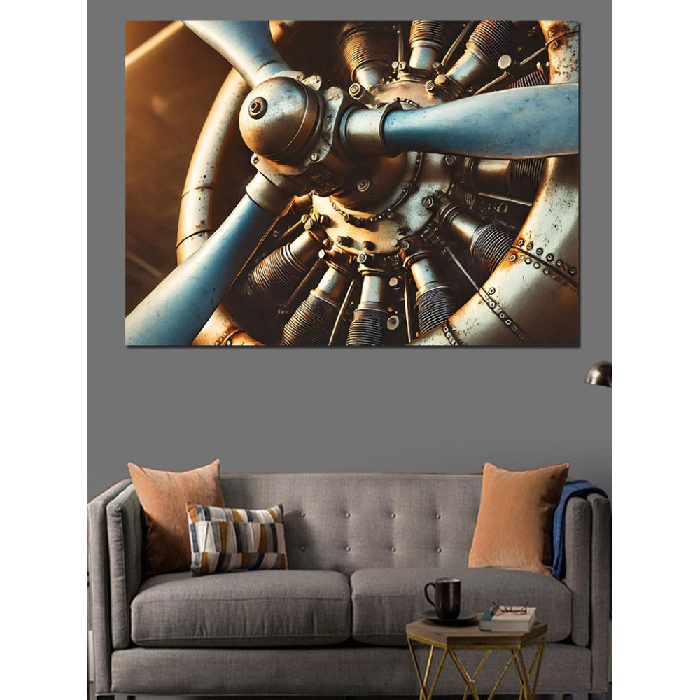 Uçak Motoru Detayı Dekoratif Kanvas - Mdf Ahşap Tablo - 70 X 100 Cm Kanvas Tablo Fiyatı