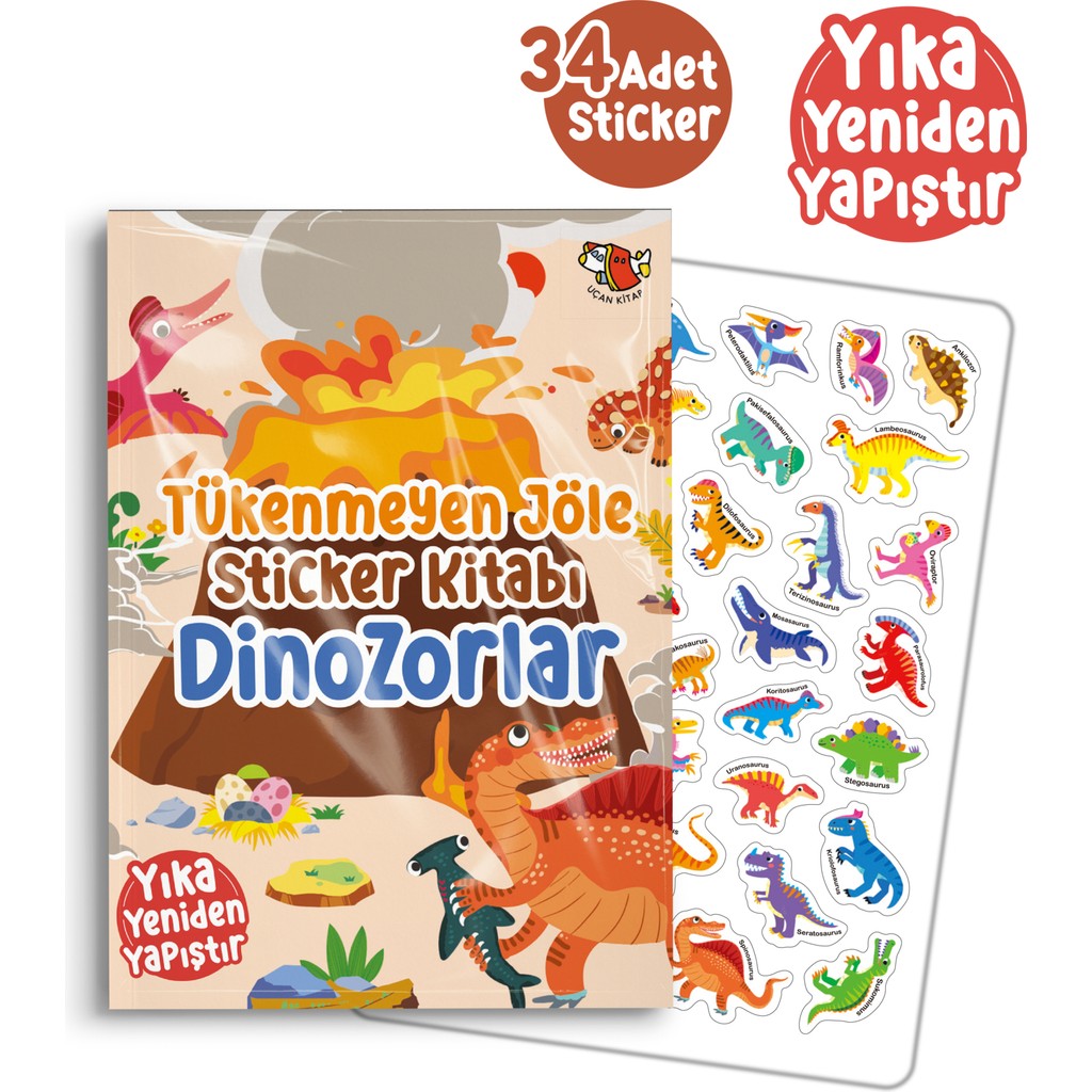 Uçan Kitap Tükenmeyen Jöle Sticker Kitabı - Dinozorlar Diğer Fiyatı