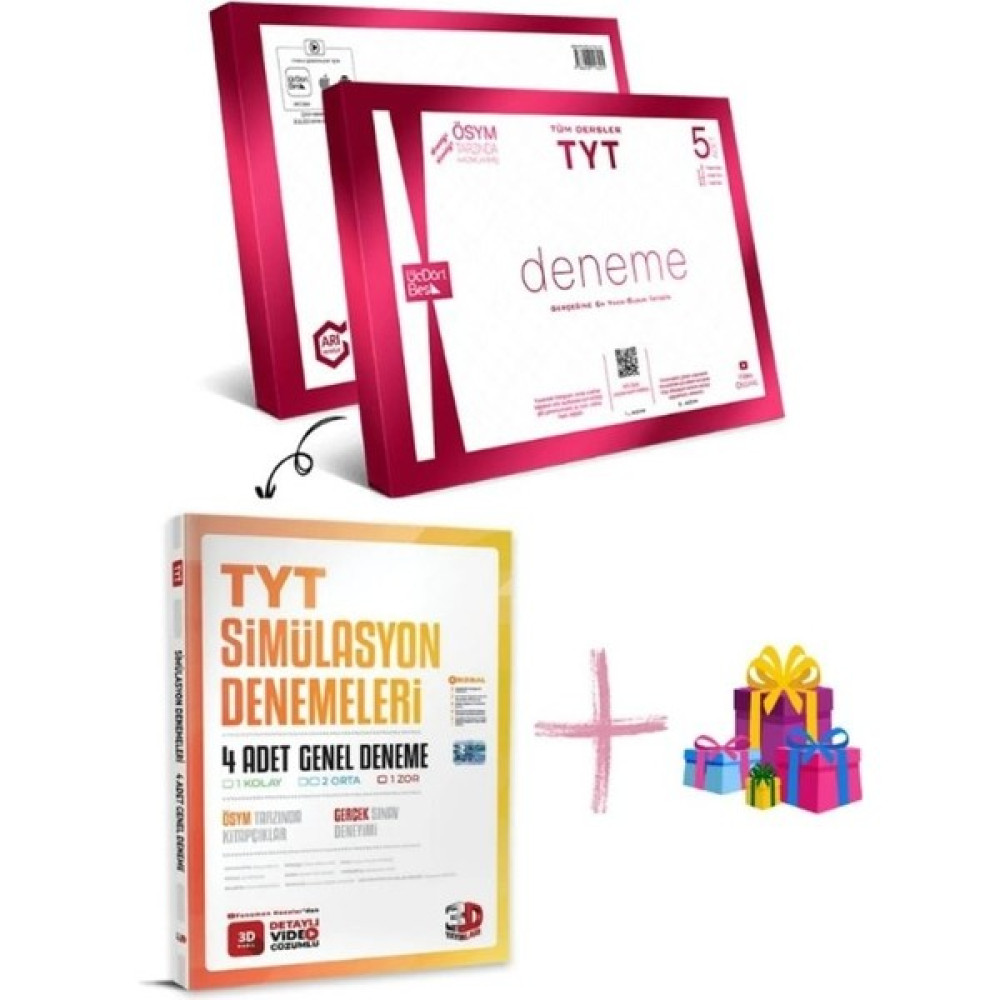 ÜçDörtBeş Yayınları 345 2023 TYT Genel Deneme 3D TYT 4' Sim Genel Deneme 2'li Set Tüm Dersler Fiyatı