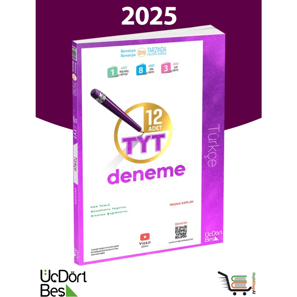 ÜçDörtBeş Yayınları 345 - 2025 Model TYT 12’li Türkçe Deneme Temel Yeterlilik Testi (TYT) Fiyatı