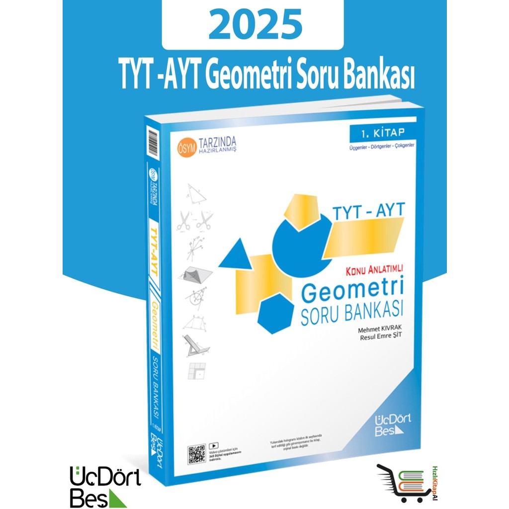 ÜçDörtBeş Yayınları 345 - TYT-AYT 2025 Model Geometri Soru Bankası - Güncel Baskı Üniversite Hazırlık Diğer Fiyatı