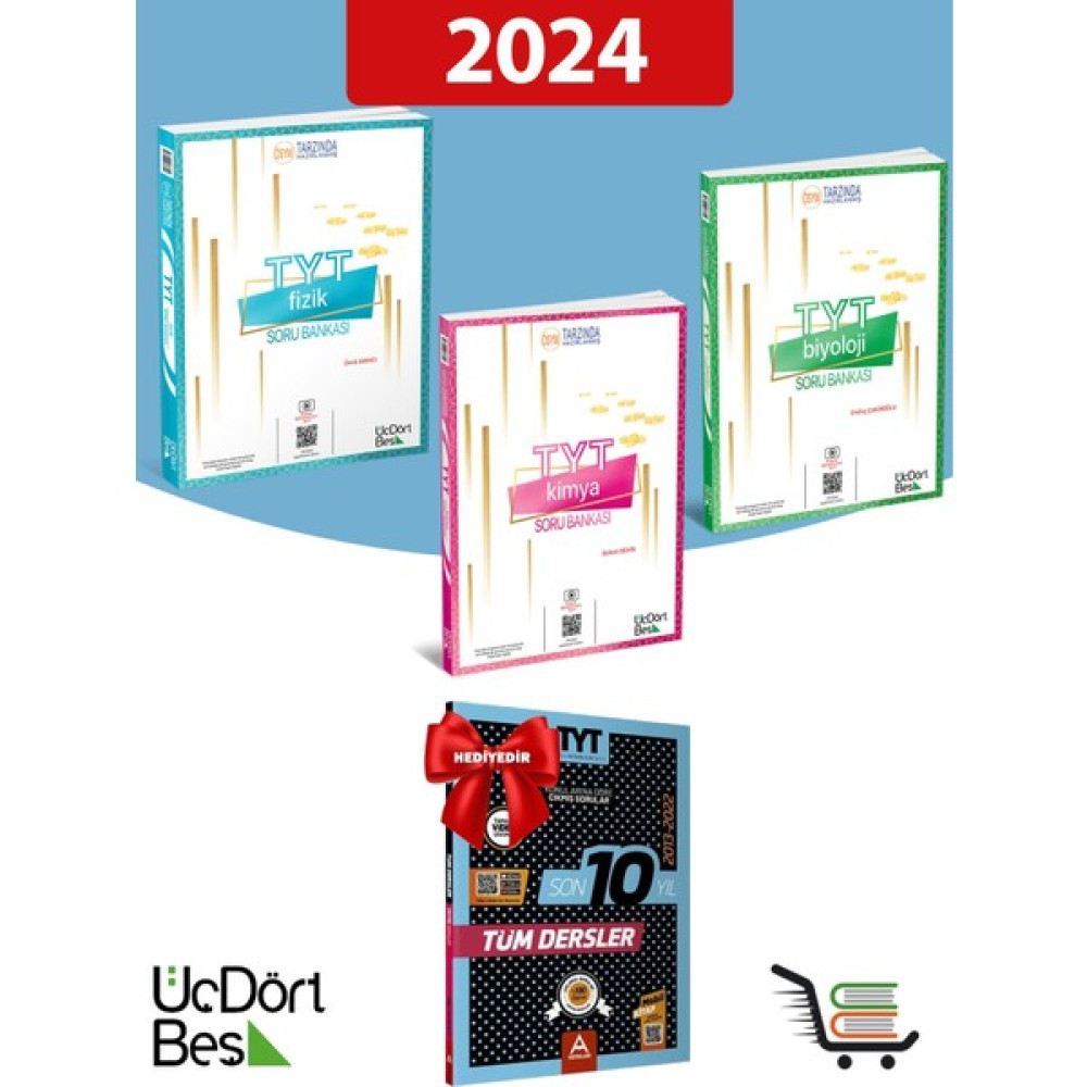 ÜçDörtBeş Yayınları 345 Tyt Fizik-Kimya-Biyoloji 2024 Model Soru Bankaları Çıkmış Sorular Hediyeli Set Temel Yeterlilik Testi (TYT) Fiyatı