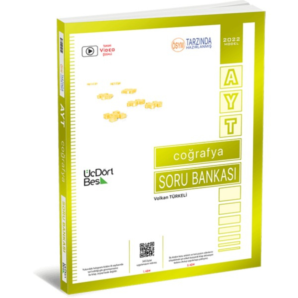ÜçDörtBeş Yayınları Ayt Coğrafya Soru Bankası 345 (Bolnot'a Özel Güncel Içeriğe Sahiptir) Coğrafya Fiyatı