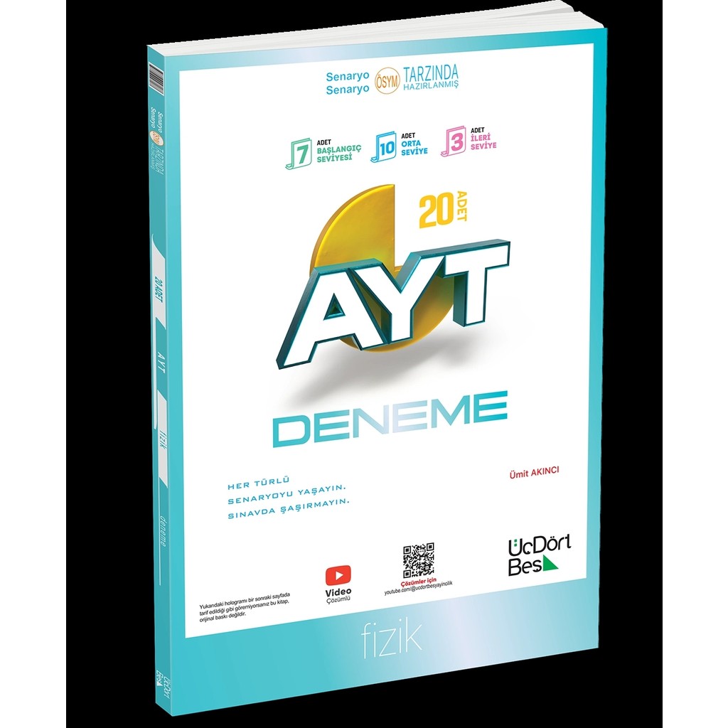 Üçdörtbeş Yayınları Ayt Fizik 20’li Deneme Yeni Diğer Fiyatı