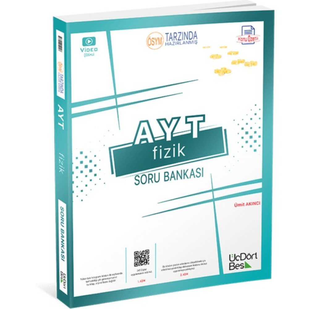 ÜçDörtBeş Yayınları AYT Fizik Soru Bankası Üçdörtbeş 345 (Bolnot'a Özel Güncel Içeriğe Sahiptir) Fizik Fiyatı