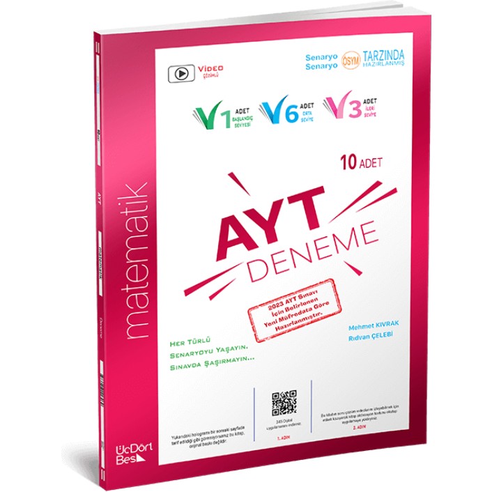 ÜçDörtBeş Yayınları AYT Matematik 10 Deneme Matematik Fiyatı