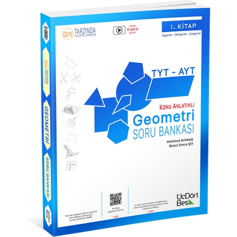 ÜçDörtBeş Yayınları Tyt Ayt Geometri Soru Bankası (1. Kitap) Üçdörtbeş 345 (Bolnot'a Özel Güncel Içeriğe Sahiptir) Geometri Fiyatı