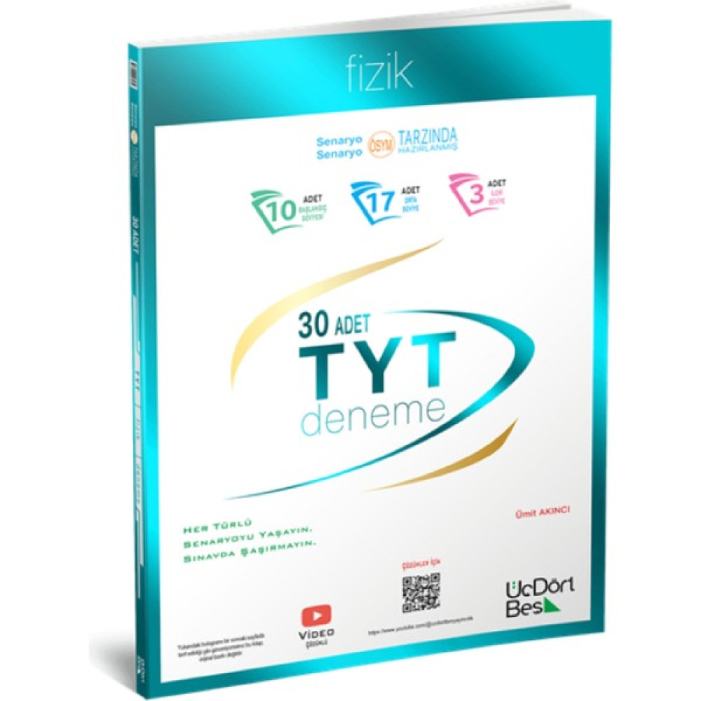 ÜçDörtBeş Yayınları TYT Fizik Deneme 2024 Eğitim Setleri Fiyatı