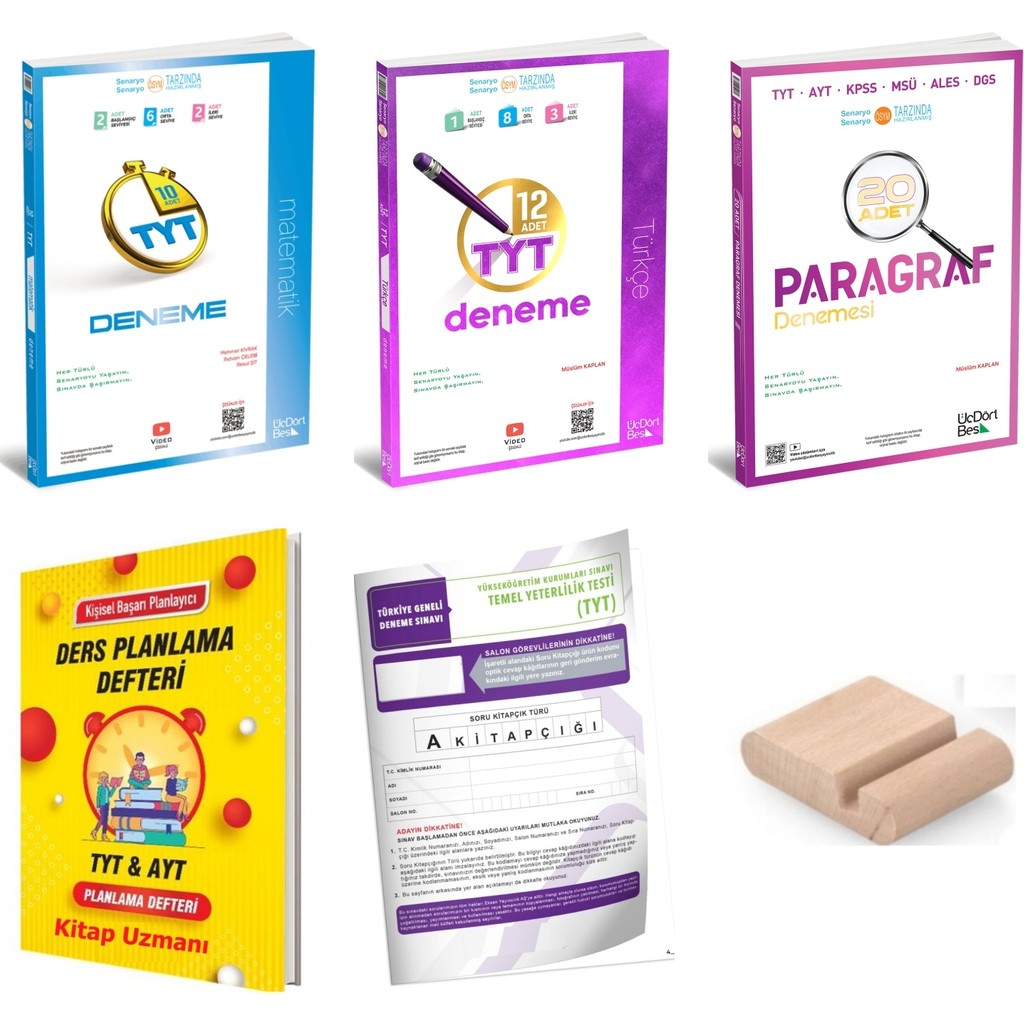 ÜçDörtBeş Yayınları Tyt Matematik Tyt Paragraf Türkçe Deneme / Branş Deneme Üçdörtbeş - 345 / Yks 2026 + Tyt Deneme+ Tutucu - Yeni Basım SSD / Solid State Drive Fiyatı