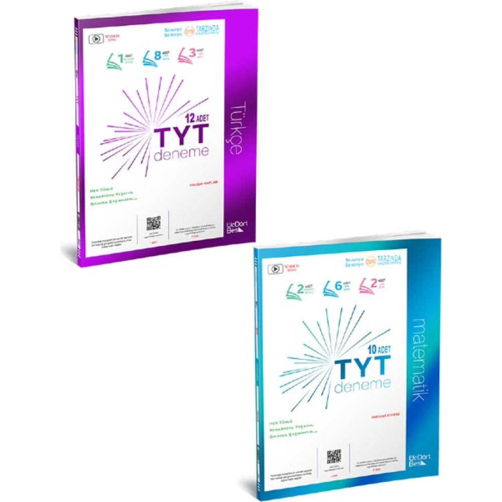 Üçdörtbeş Yayınları TYT Türkçe 12'li Deneme+ TYT Matematik 10'lu Deneme Temel Yeterlilik Testi (TYT) Fiyatı