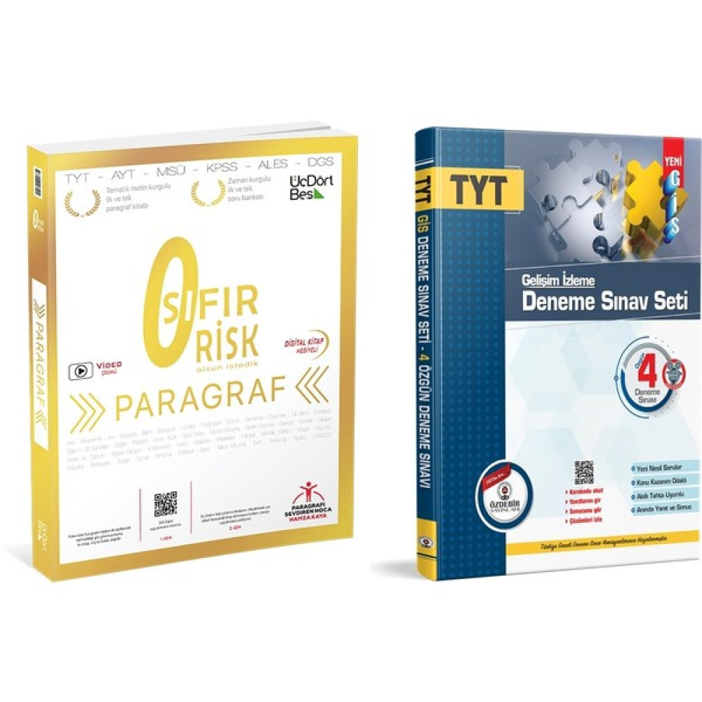 ÜçDörtBeş Yayınları Üç Dört Beş Yayınları 345 Paragraf Sıfır Risk + Özdebir Yayınları Tyt Denemesi Kaynak Kitapları Fiyatı