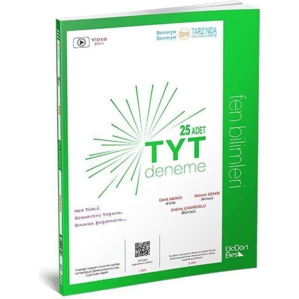 ÜçDörtBeş Yayınları Üçdörtbeş 2023 Tyt Fen Bilimleri 25 Li Deneme Kaynak Kitapları Fiyatı
