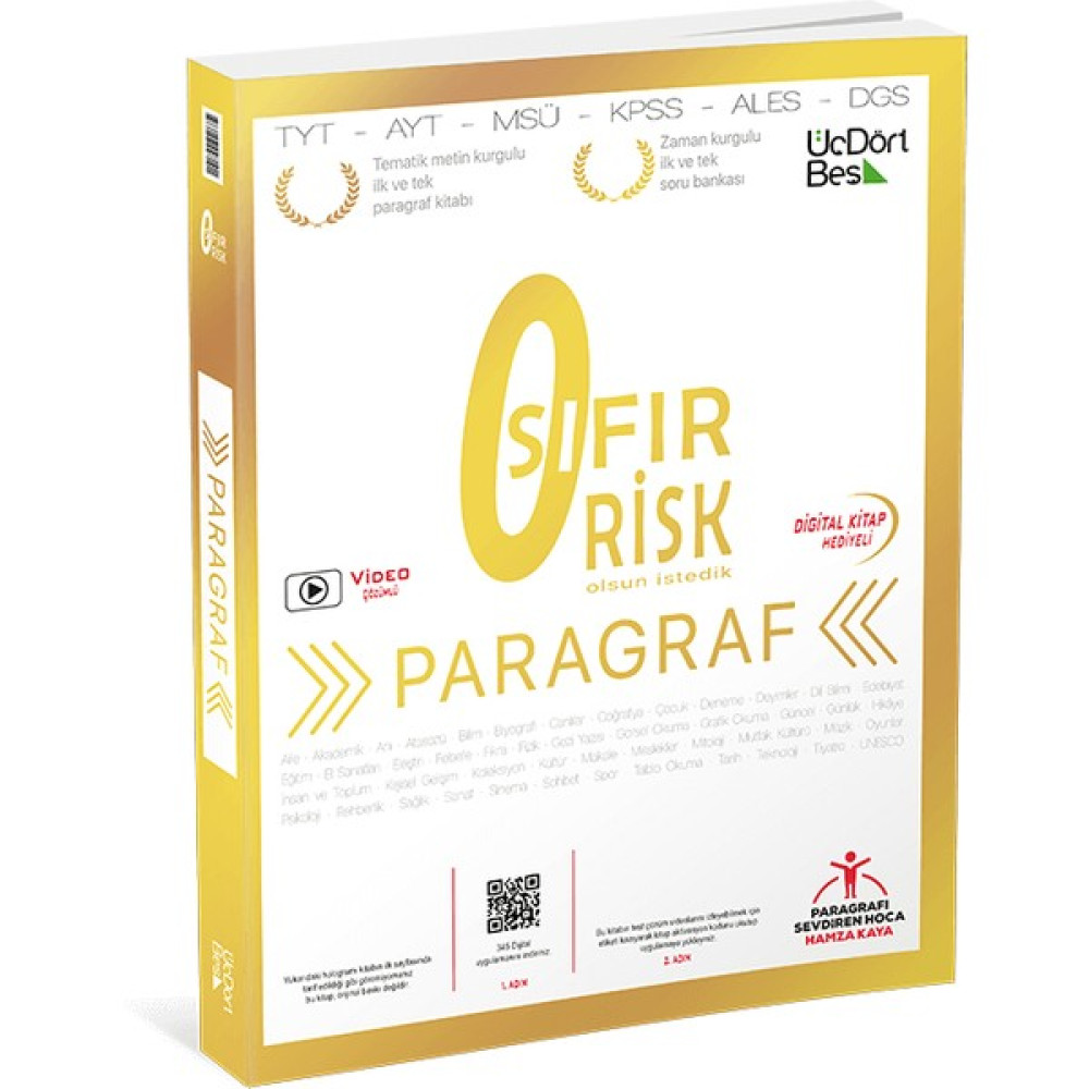 ÜçDörtBeş Yayınları Üçdörtbeş Sıfır Risk Paragraf - Üç Dört Beş Yayınları Kaynak Kitapları Fiyatı